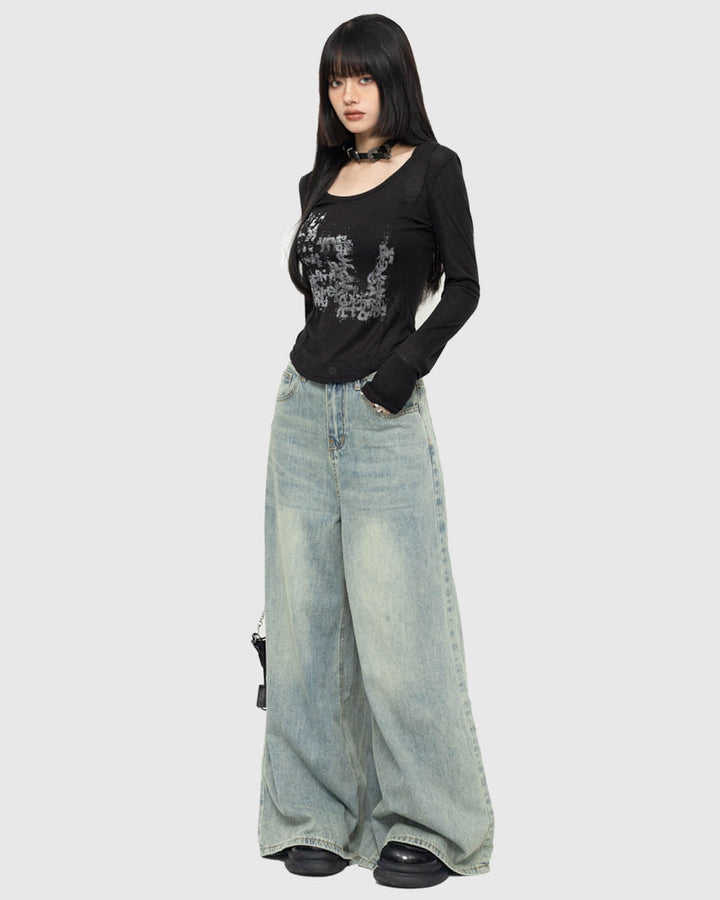 Korean fashion slim-fit long-sleeve Black top