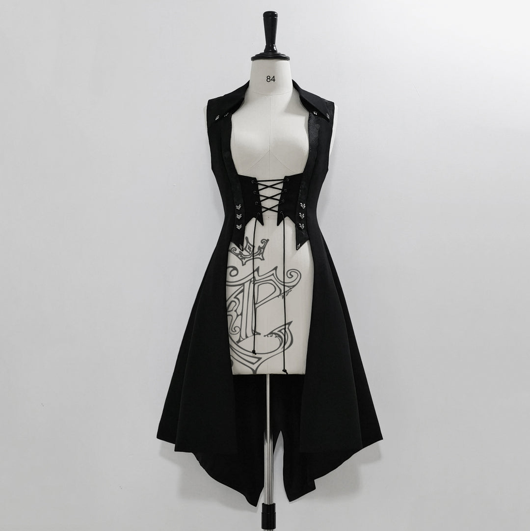 Vintage Dark Lolita Medieval Slim Long Vest