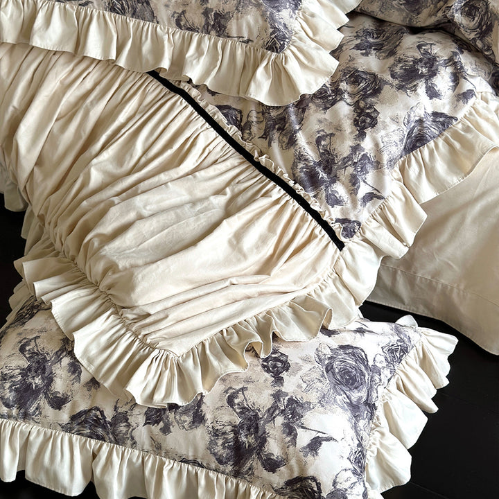 Vintage Romantic Rose Lace Cotton Duvet Cover