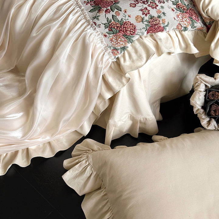 Princess Romantic Floral Cotton Ruffled Duvet Cover