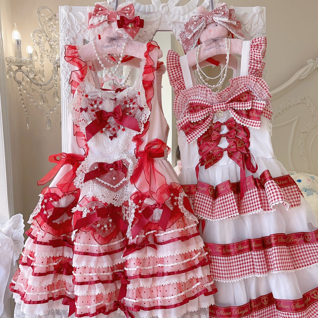 Lolita Pearl Strawberry Bow Necklace