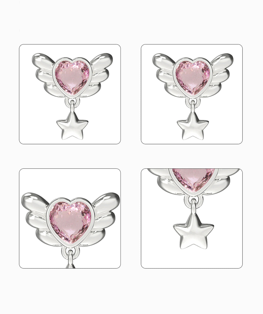 Pink Heart Wings Earrings