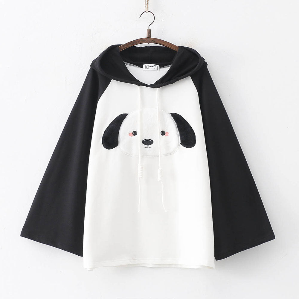 Lovely Cartoon Puppy Panda Embroidery Hoodie