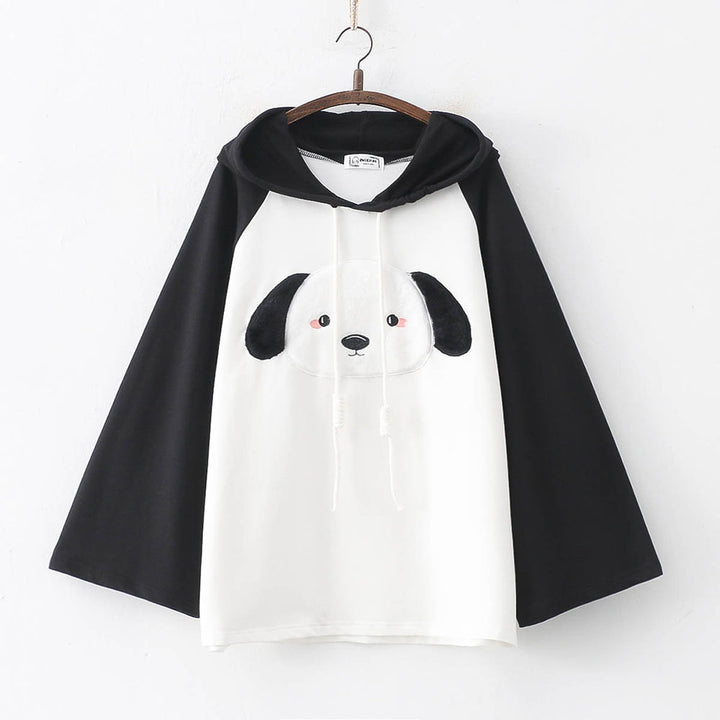 Lovely Cartoon Puppy Panda Embroidery Hoodie