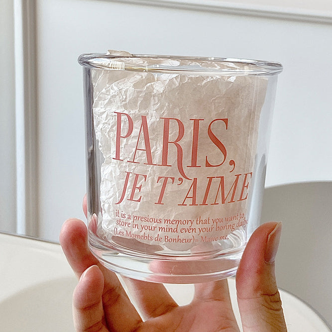 Romantic Pink Lettering "PARIS, JE T’AIME" Glass Cup