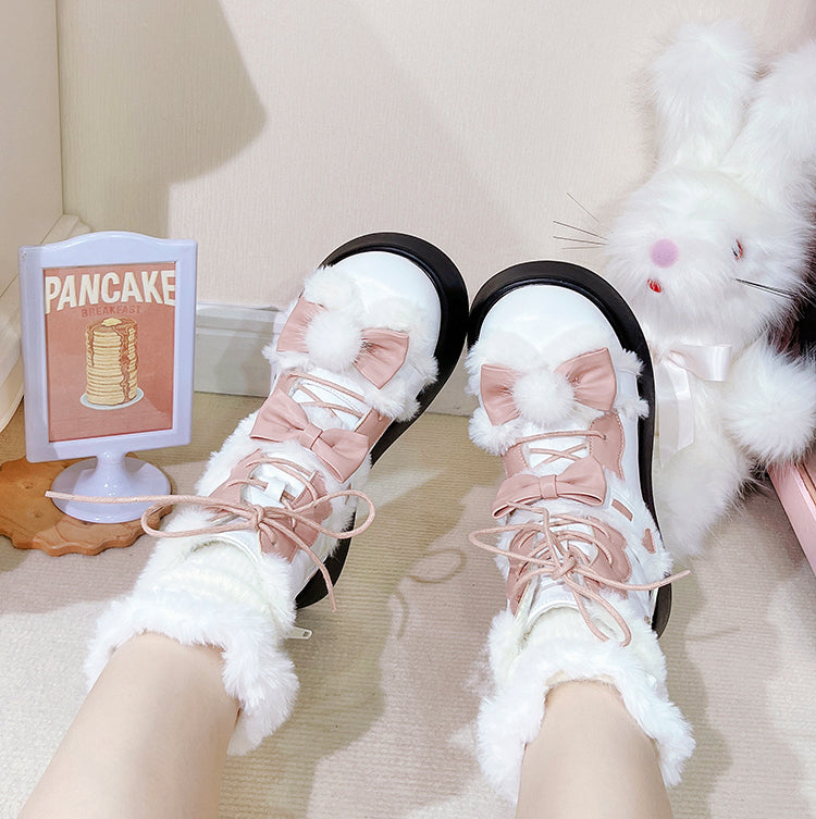 Lolita-style Fleece winter short snow boots
