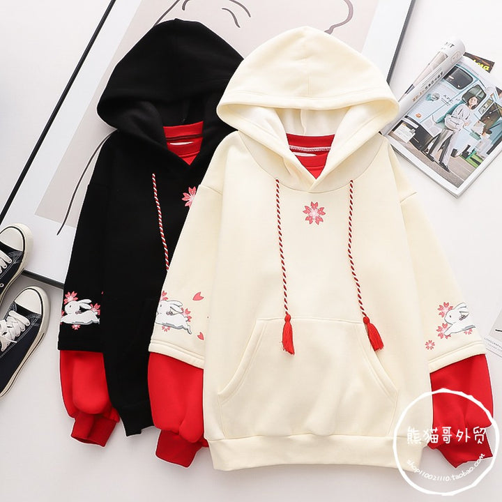 Sakura Bunny Print Hoodie