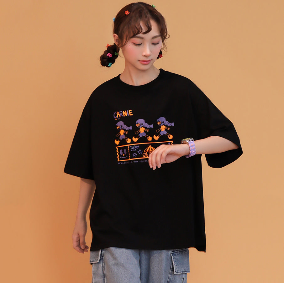 Japanese College -style Loose-fit Summer Short-sleeved Round-neck T-shirt