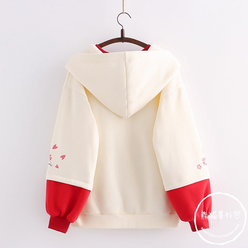 Sakura Bunny Print Hoodie