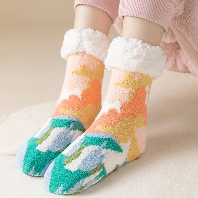 Oil Painting Pattern Wool Plush Winter Thick Socks