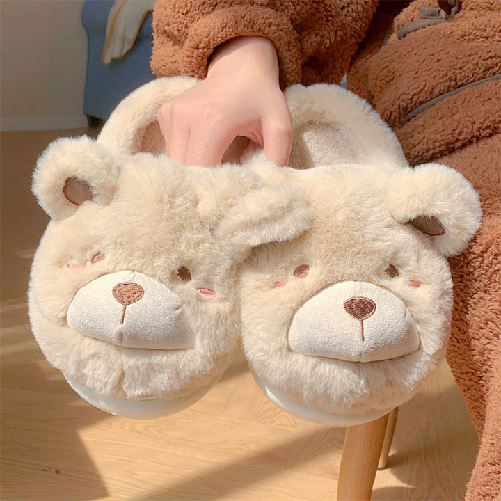Lovely Cartoon Bear Plush Slippers