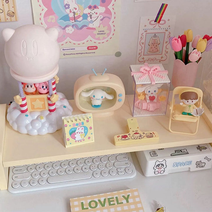 Pastel Color Wooden Shelf Rack-Pink-Yellow-Purple-White