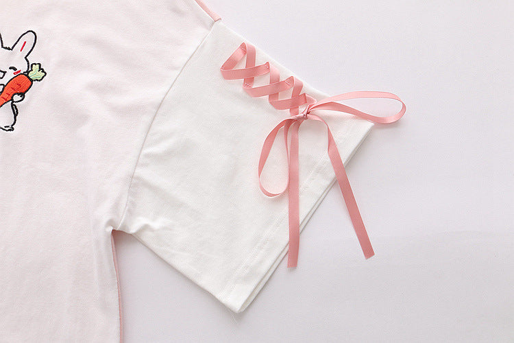 Kawaii Bunny Cross Lace Shirt