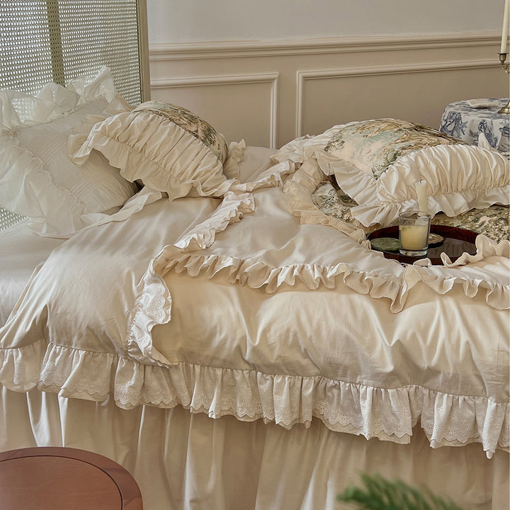 Romantic French Vintage Art Cotton Lace Duvet Cover