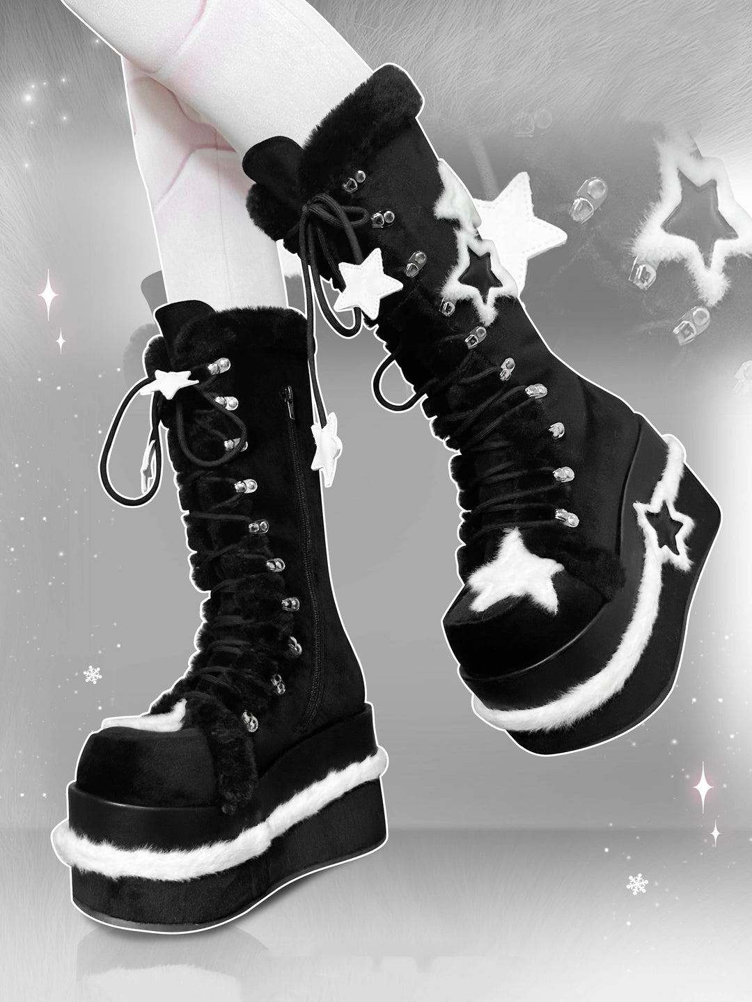 Star Fleece Winter Black Martin Boots
