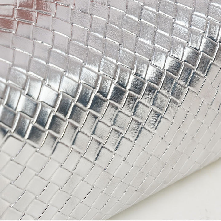 Weave Design Silver Pink Makeup Bag