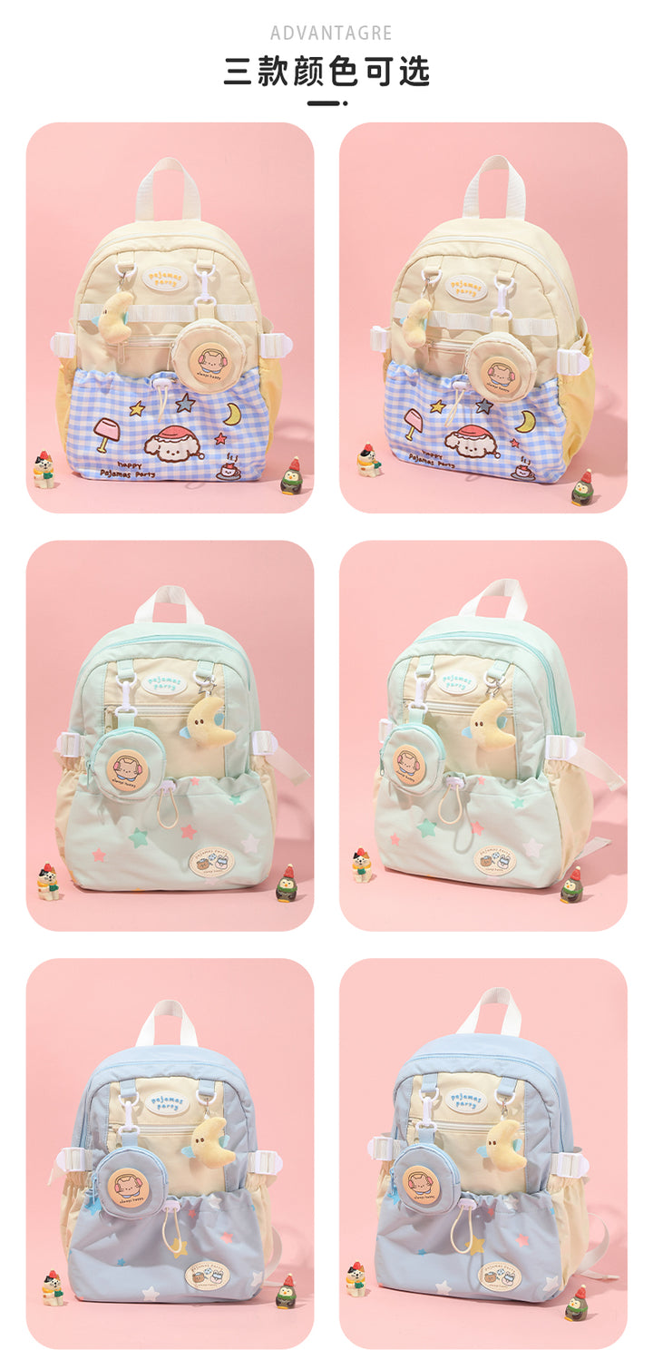 Sweet Cartoon Backpack for Girls (Green, Blue, Yellow)