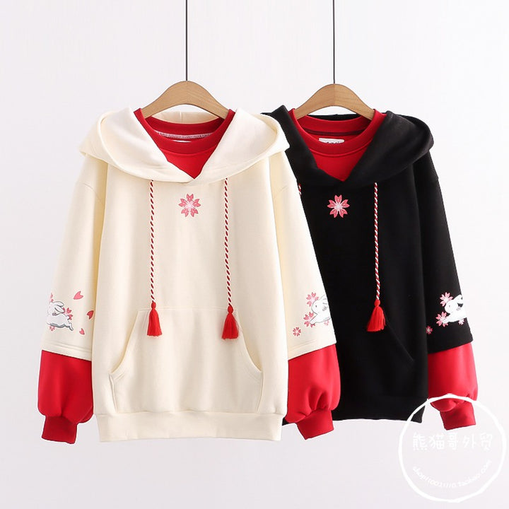 Sakura Bunny Print Hoodie