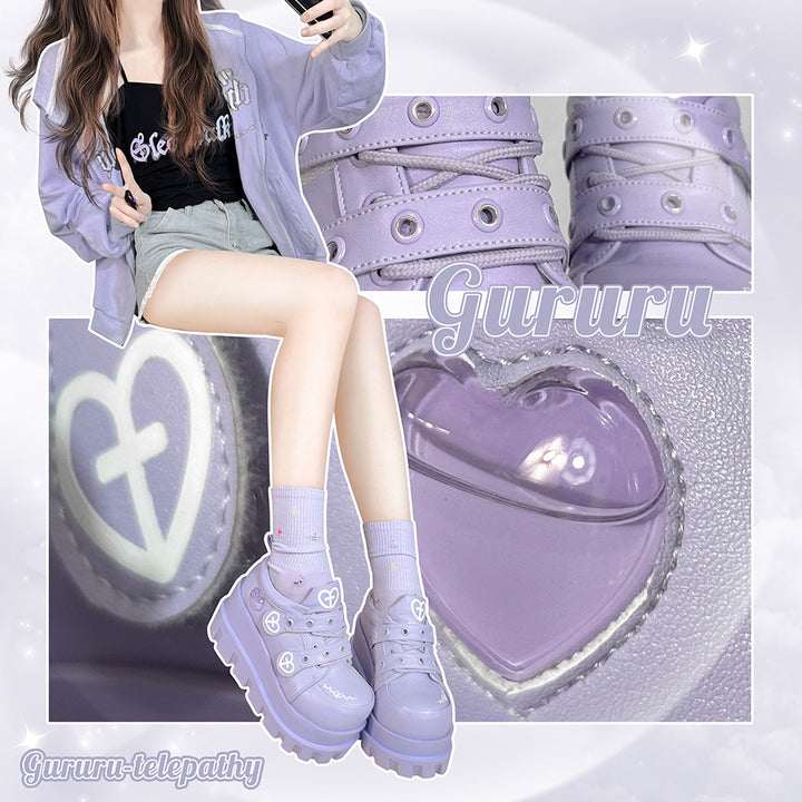 Punk Heart Cross Platform Shoes