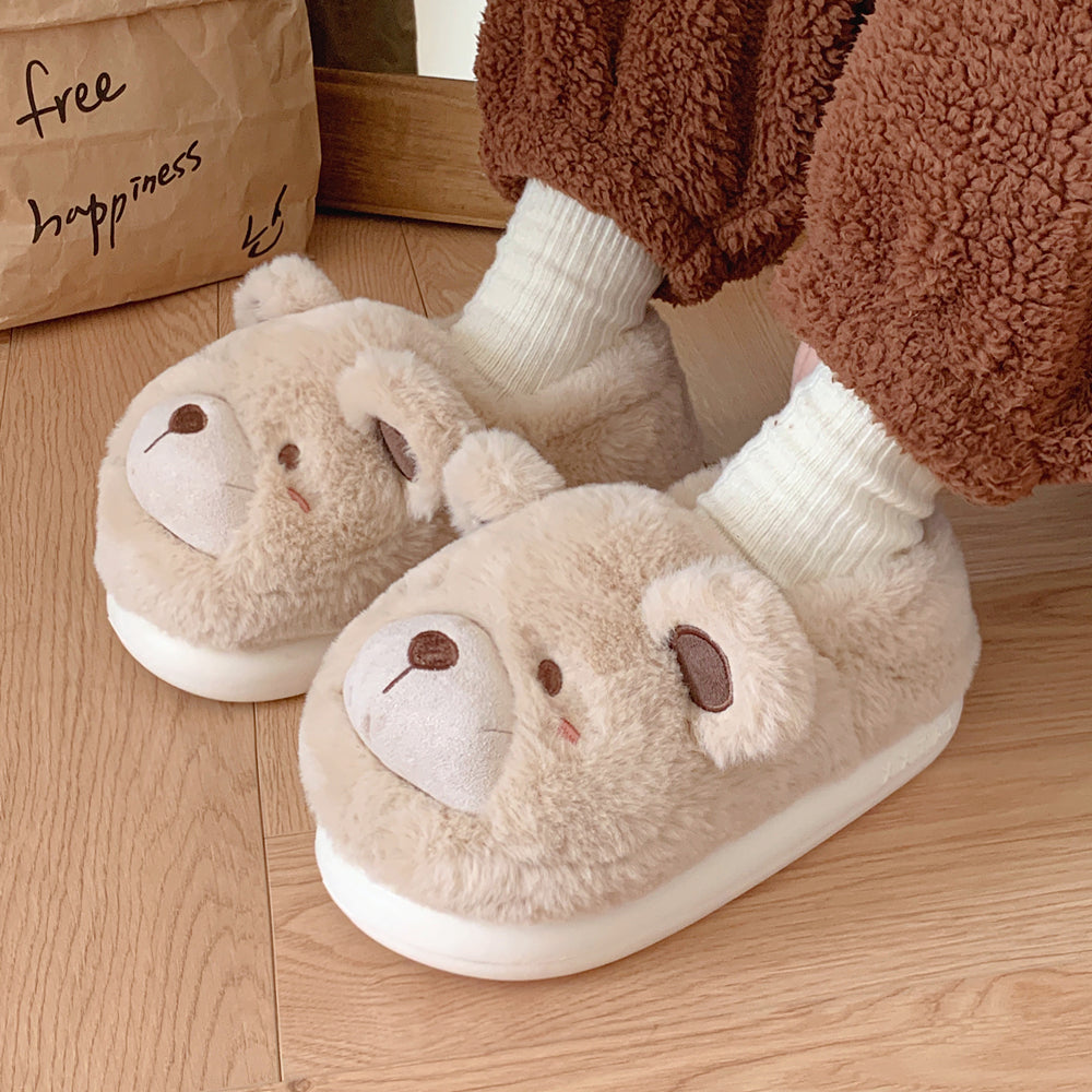 Lovely Cartoon Bear Plush Slippers