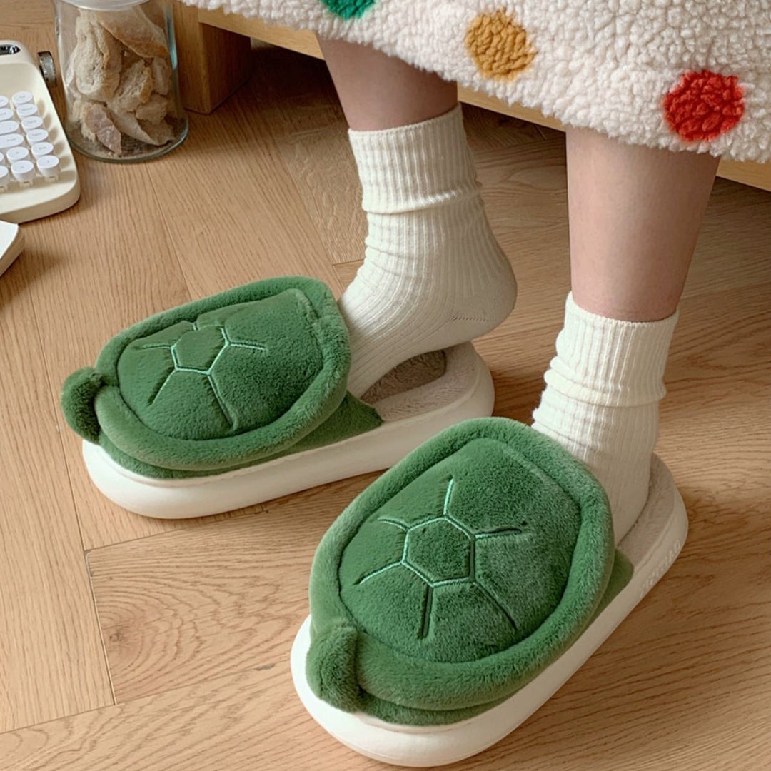 Cute Fleece Turtle Slippers