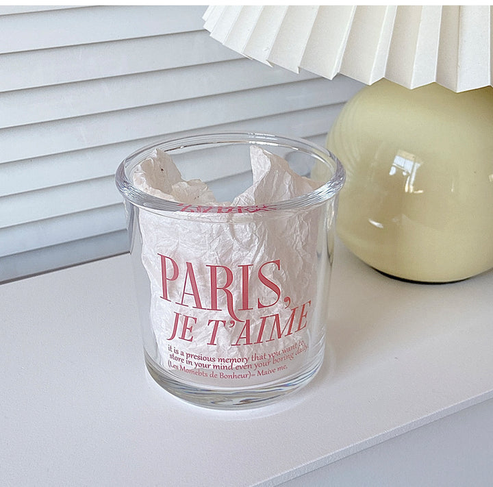Romantic Pink Lettering "PARIS, JE T’AIME" Glass Cup