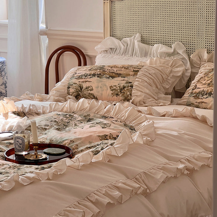 Romantic French Vintage Art Cotton Lace Duvet Cover