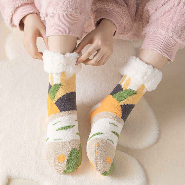 Oil Painting Pattern Wool Plush Winter Thick Socks
