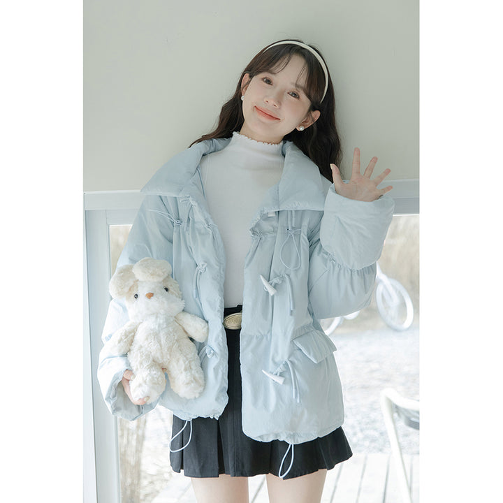 Thickened Short Blue Cotton-padded Down Jacket