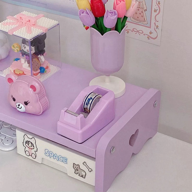 Pastel Color Wooden Shelf Rack-Pink-Yellow-Purple-White