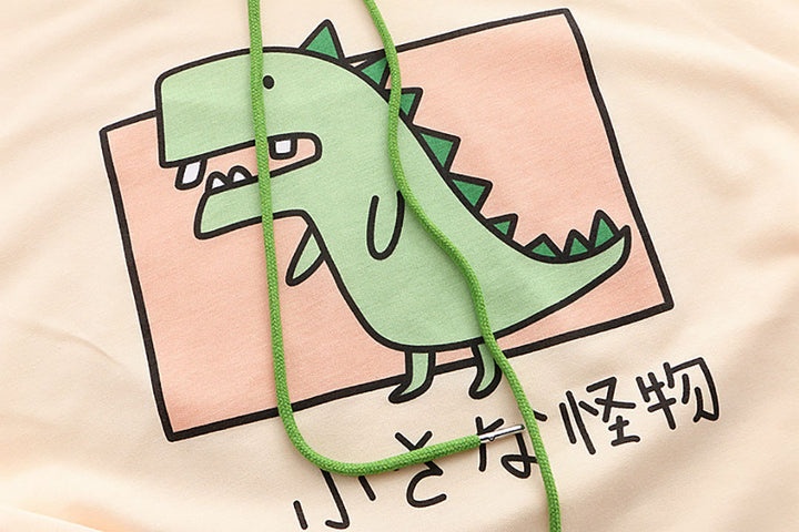 Kawaii Cartoon Dinosaur Hooded T-shirt
