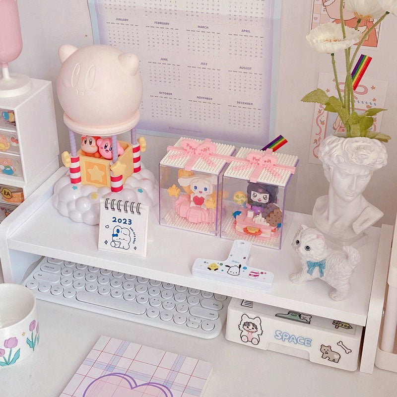 Pastel Color Wooden Shelf Rack-Pink-Yellow-Purple-White