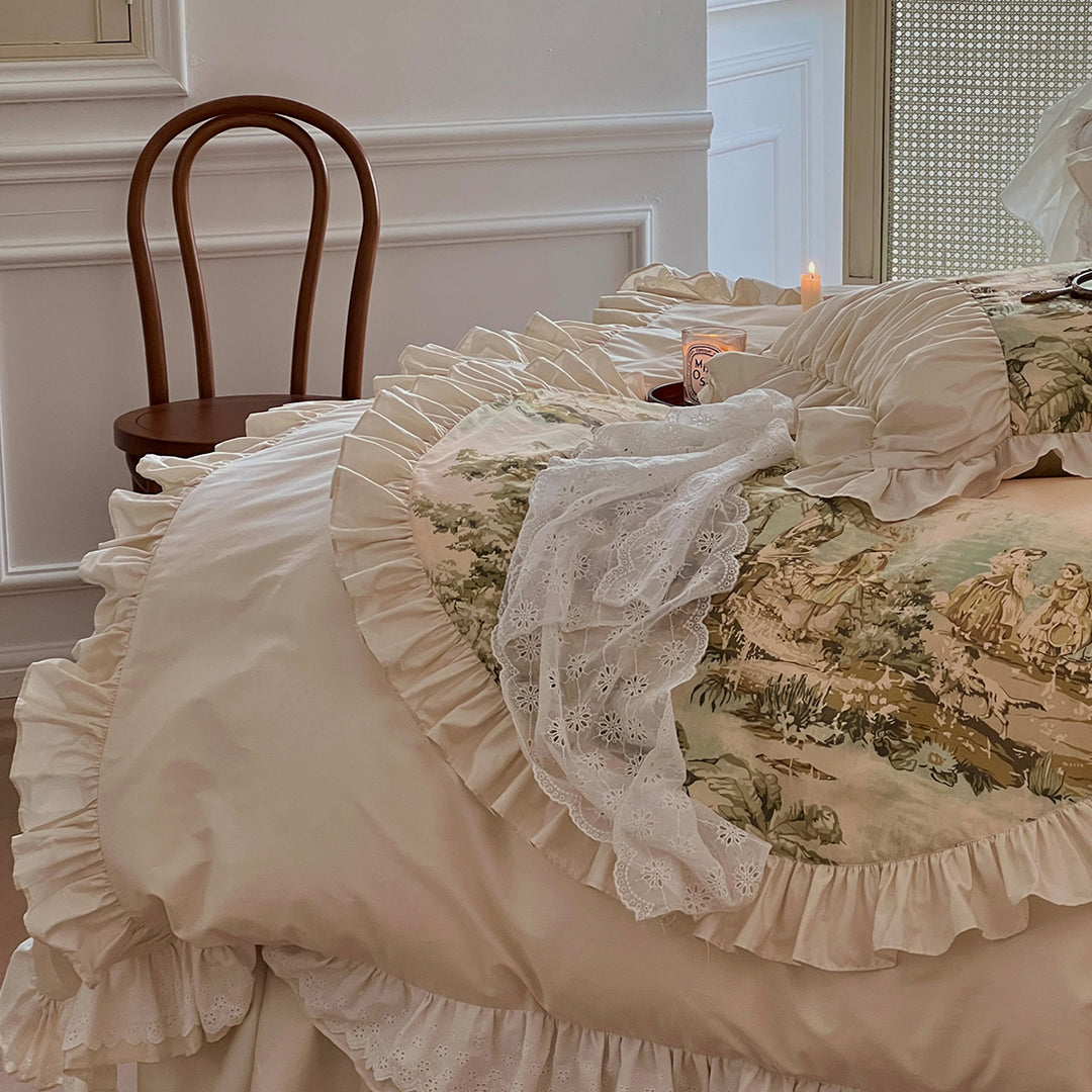 Romantic French Vintage Art Cotton Lace Duvet Cover