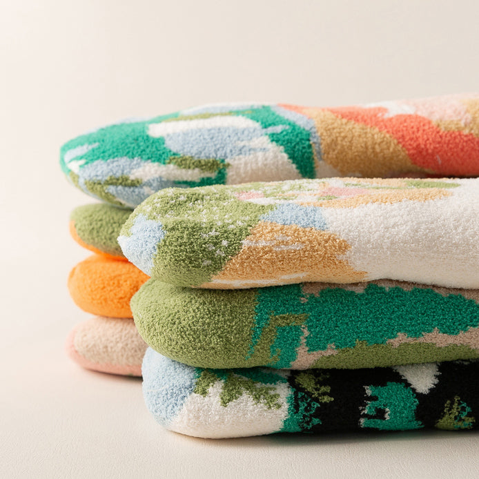 Oil Painting Pattern Wool Plush Winter Thick Socks