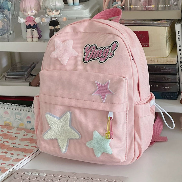 Stars Letters Embroidery School Backpack