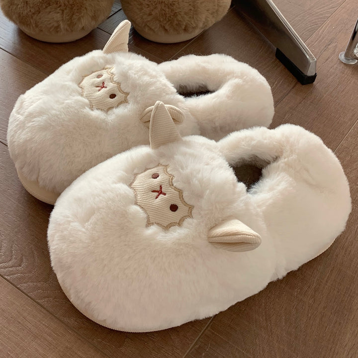 Lovely Sheep Plush Slippers
