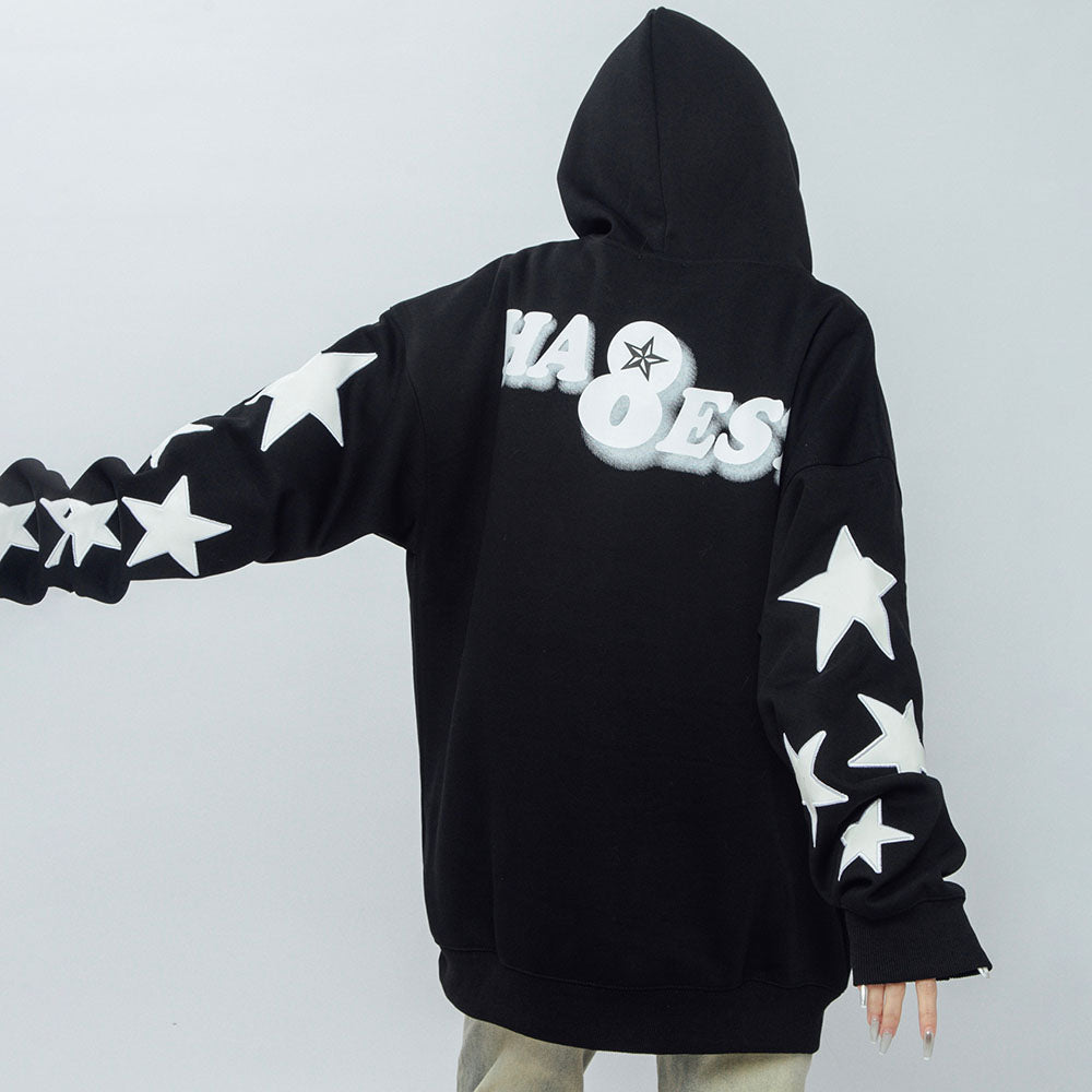 Stars Letters Print Loose Hoodie