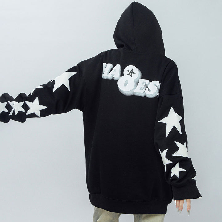 Stars Letters Print Loose Hoodie