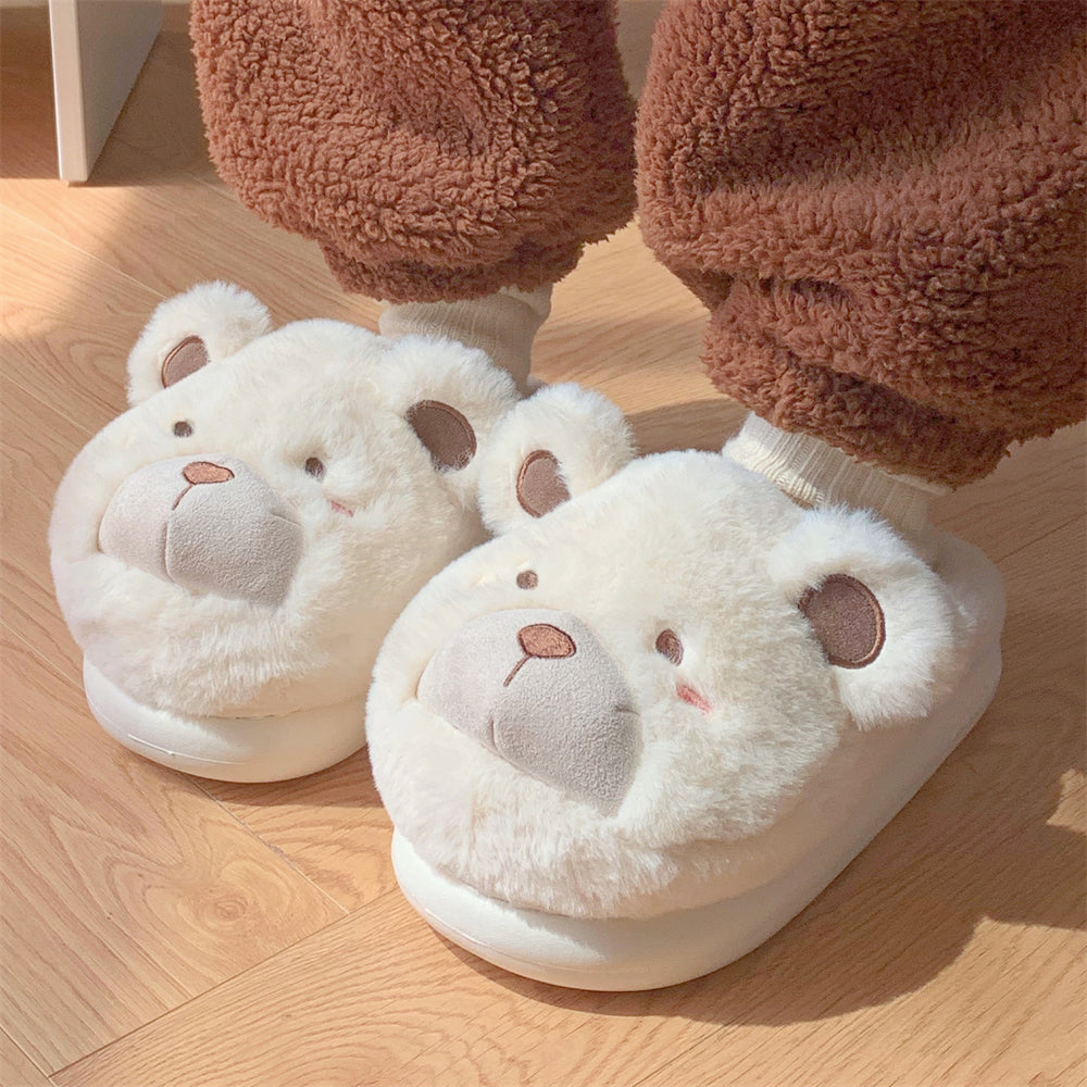 Lovely Cartoon Bear Plush Slippers