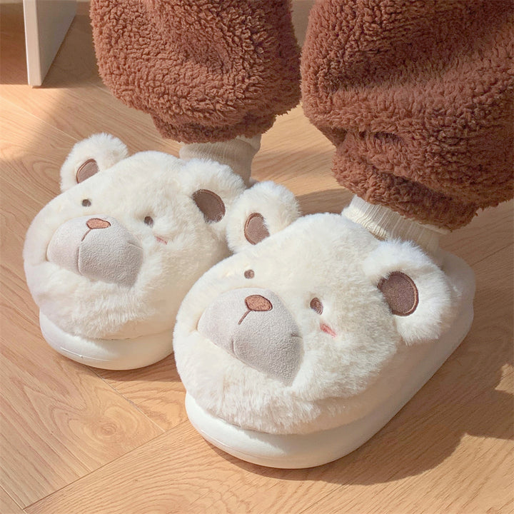 Lovely Cartoon Bear Plush Slippers