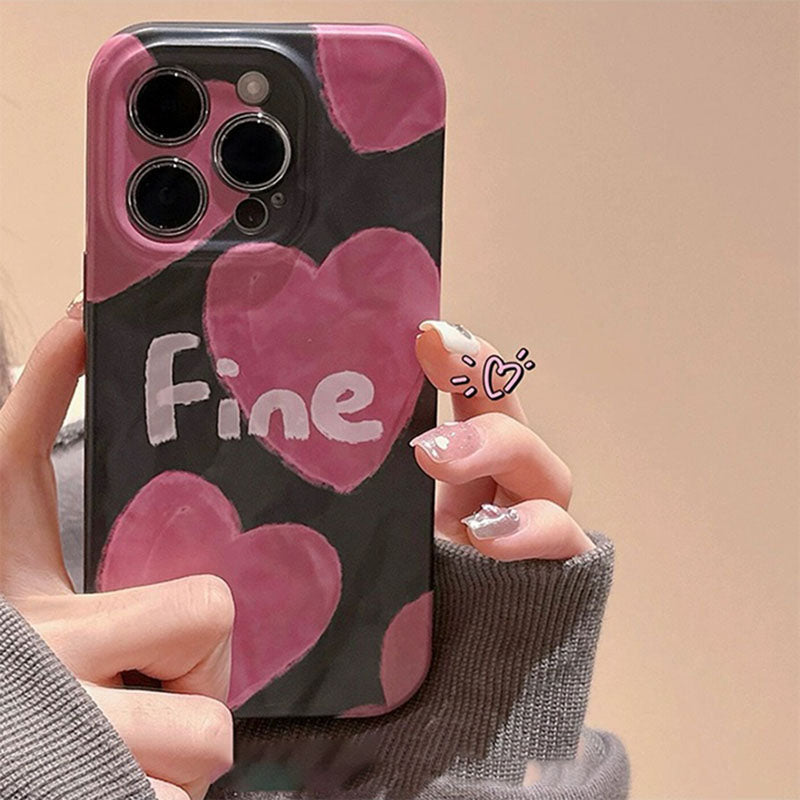 Pink Love Heart Print iPhone Case