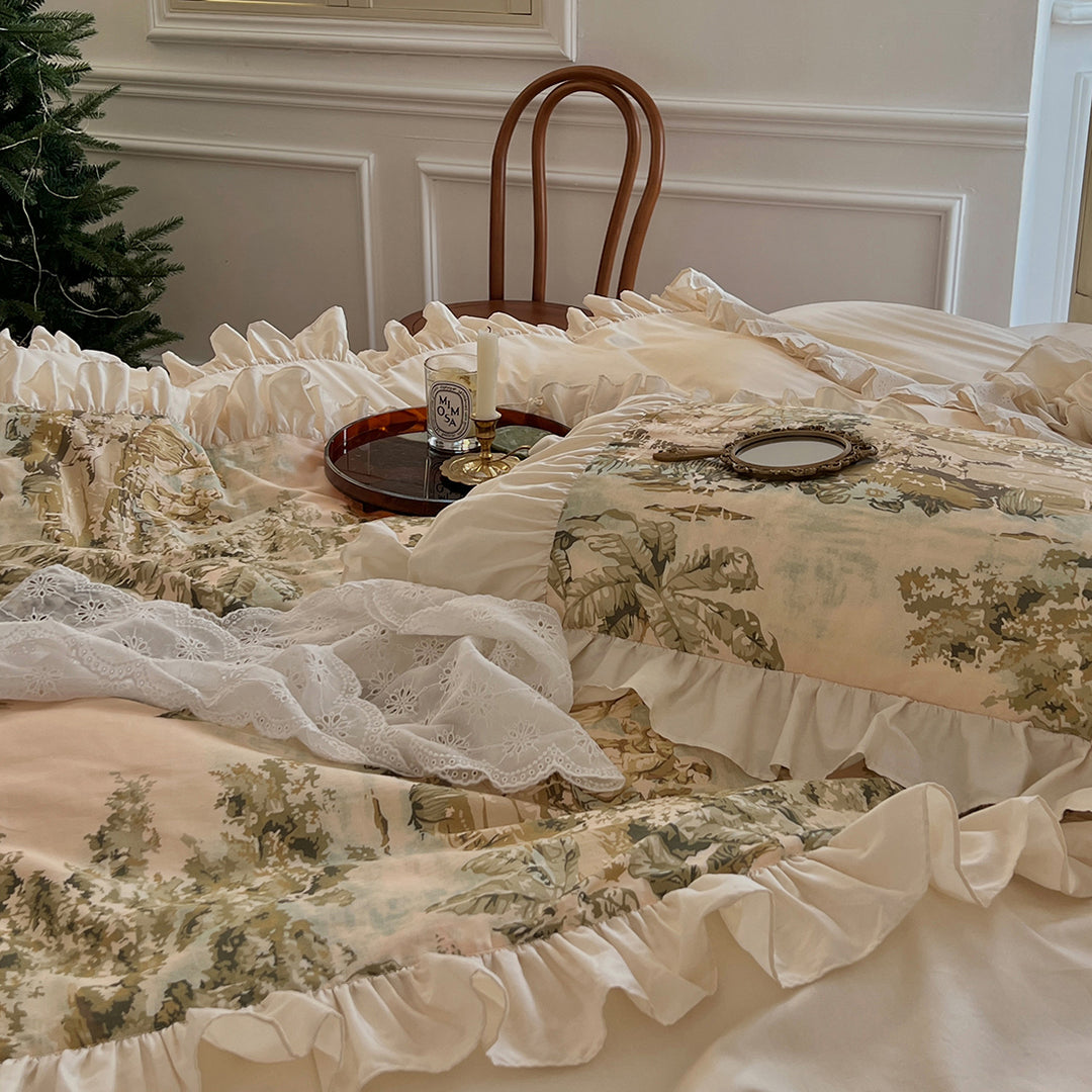 Romantic French Vintage Art Cotton Lace Duvet Cover