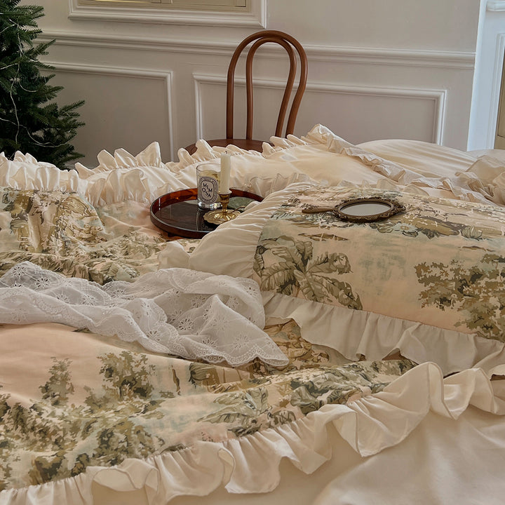 Romantic French Vintage Art Cotton Lace Duvet Cover