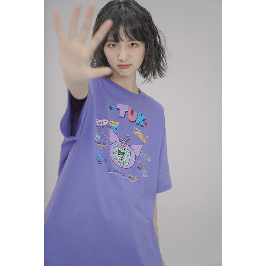 Japanese-style Summer Cartoon Printed Short-sleeved Round-neck T-shirt