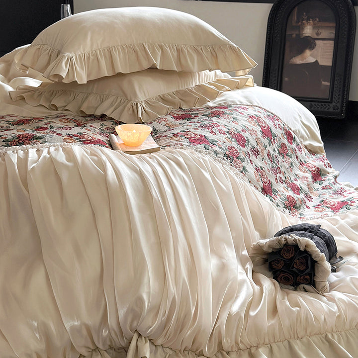Princess Romantic Floral Cotton Ruffled Duvet Cover
