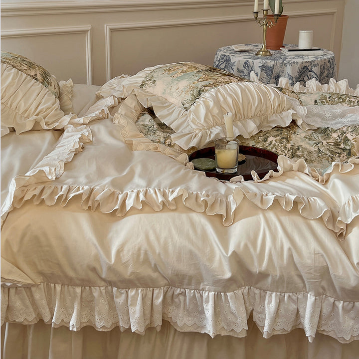Romantic French Vintage Art Cotton Lace Duvet Cover