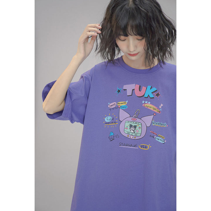 Japanese-style Summer Cartoon Printed Short-sleeved Round-neck T-shirt