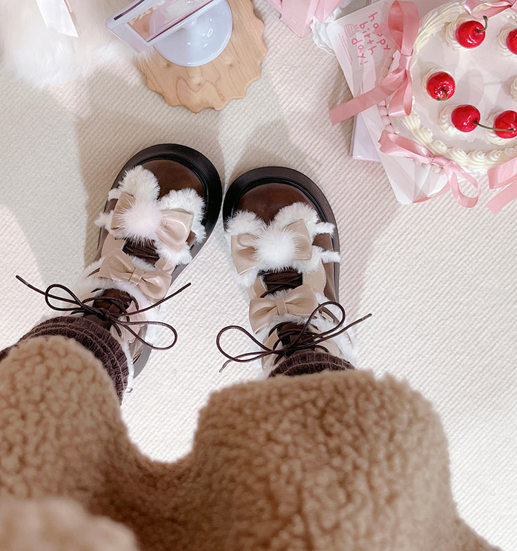 Lolita-style Fleece winter short snow boots