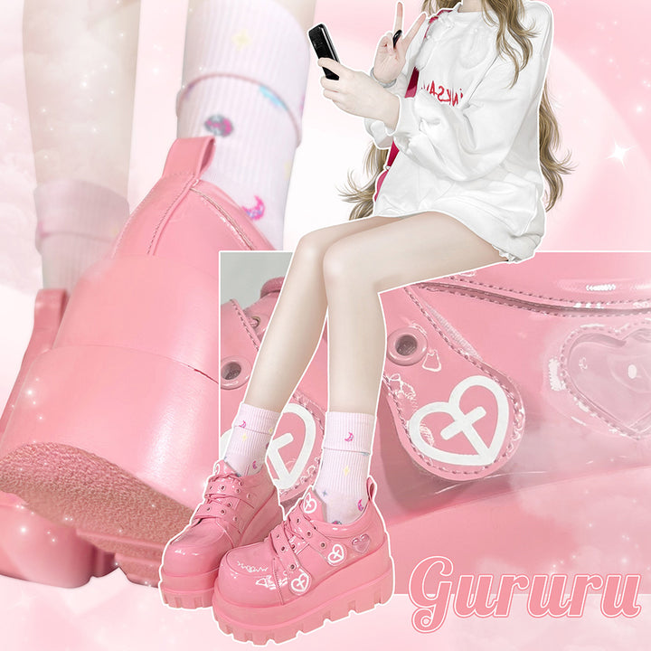Punk Heart Cross Platform Shoes