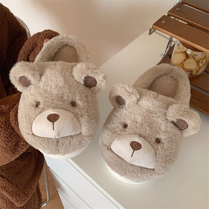 Lovely Cartoon Bear Plush Slippers